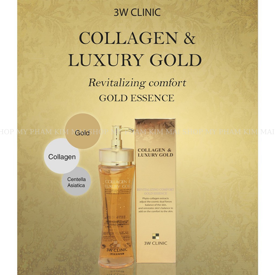 Tinh Chất Serum Vàng 24K Collagen Gold Luxury 3W Clinic Hàn Quốc Tái Tạo Chống Lão Hóa 150ml Giúp Da Căng Bóng