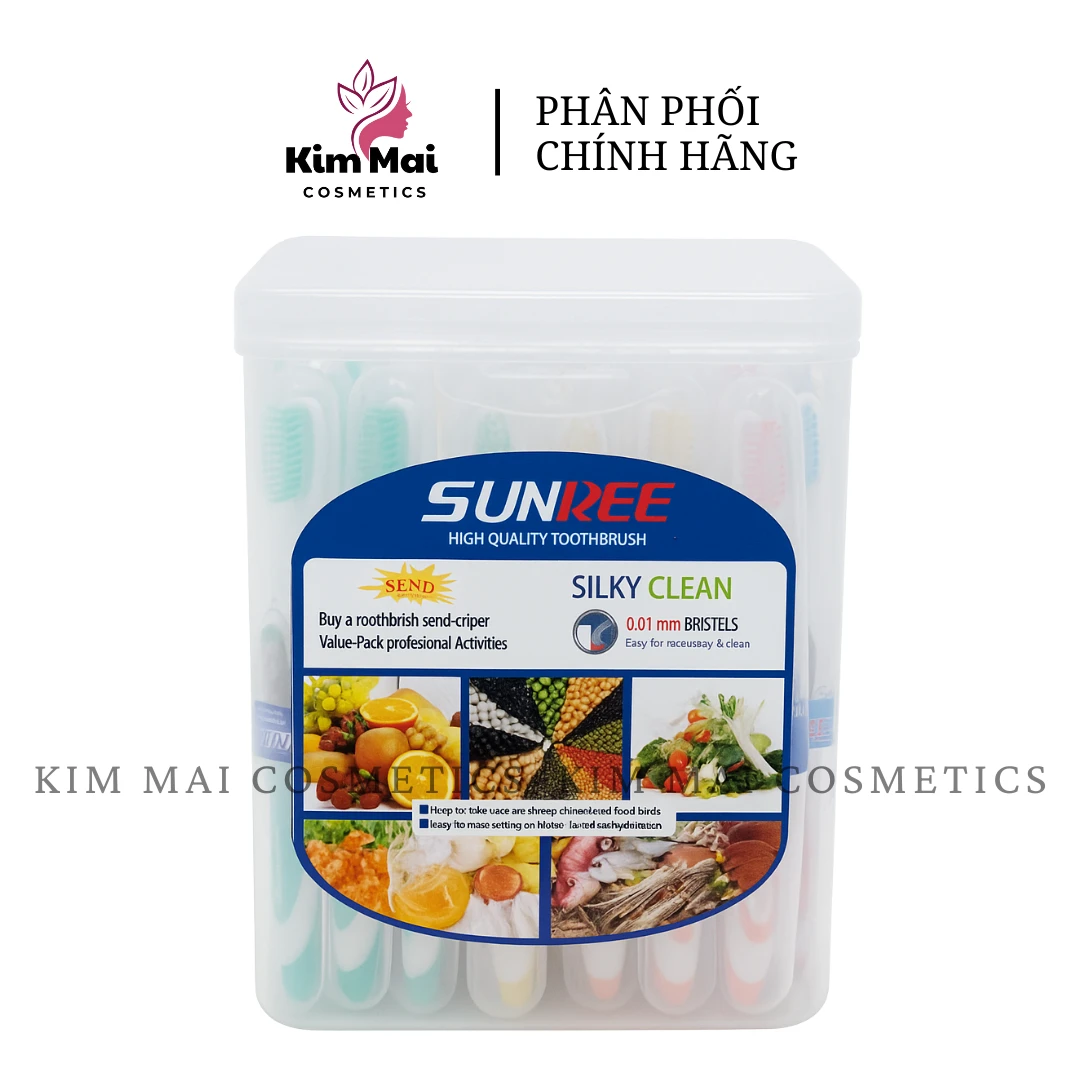 ( Hộp 40c ) Bàn chải Sunree người lớn , lông mềm - kèm hộp bảo vệ