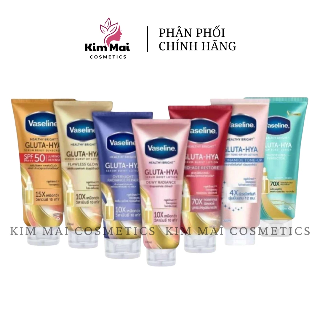 Sữa Dưỡng Thể Vaseline 10X - 4X - 7X - 50x Sáng Da, Mờ Thâm Vaseline Healthy Bright Gluta-Hya Serum Burst 330ml