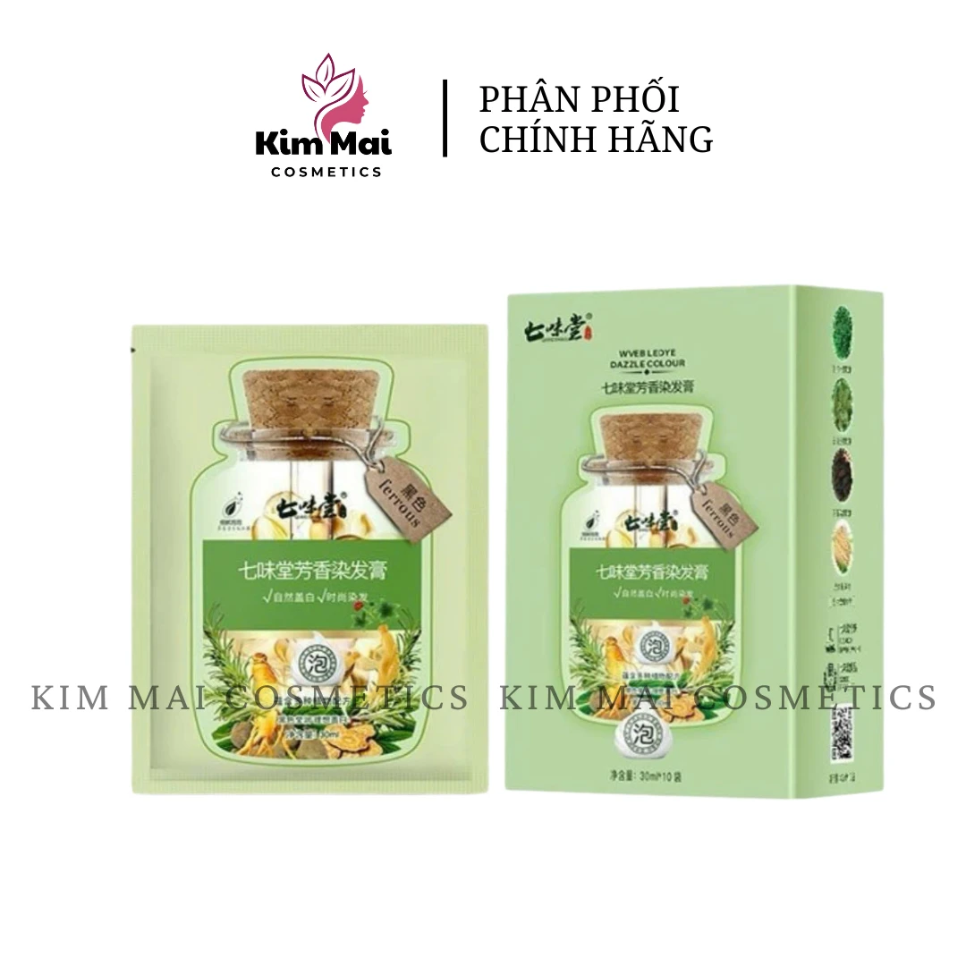 Hộp 10 Gói Dầu Gội Nhuộm Tóc Thảo Dược Qiweitang