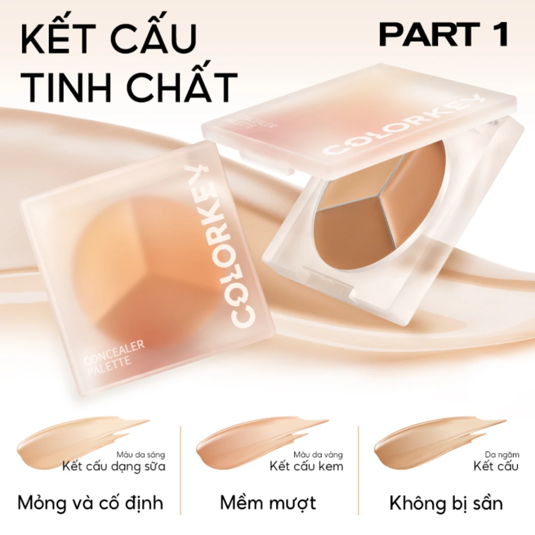 Bảng Che Khuyết Điểm 3 Màu Colorkey Targeting Three-colour Concealer Palette 2 Bảng Che Khuyết Điểm 3 Màu Colorkey Targeting Three-colour Concealer Palette - Ảnh 2