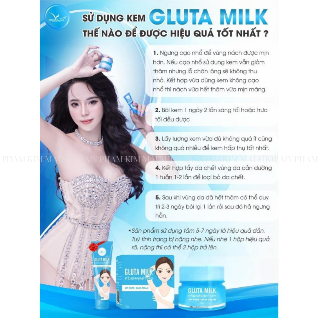 [Mua 1 tặng 1] Kem Giảm Thâm Nách Gluta Milk Mờ Thâm Sáng Da Dưỡng Trắng Khử Mùi