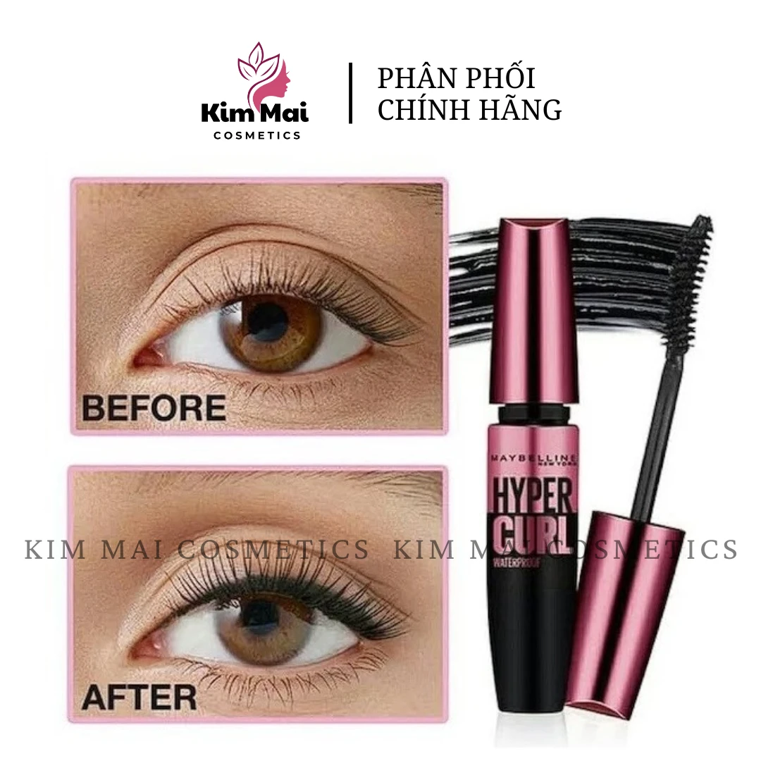 Mascara chuốt mi Maybelline Hyper Curl Waterproof đen siêu cong dài mi