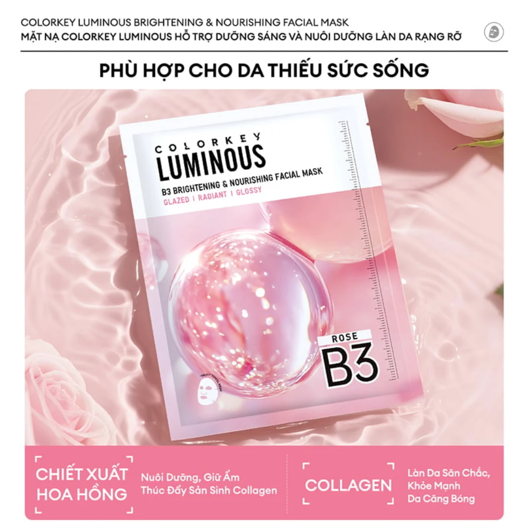 ( Hộp 10 Miếng ) Mặt Nạ Sáng Da Colorkey Luminous B3 Brightening Facial Mask 30ml 10 ( Hộp 10 Miếng ) Mặt Nạ Sáng Da Colorkey Luminous B3 Brightening Facial Mask 30ml - Ảnh 10