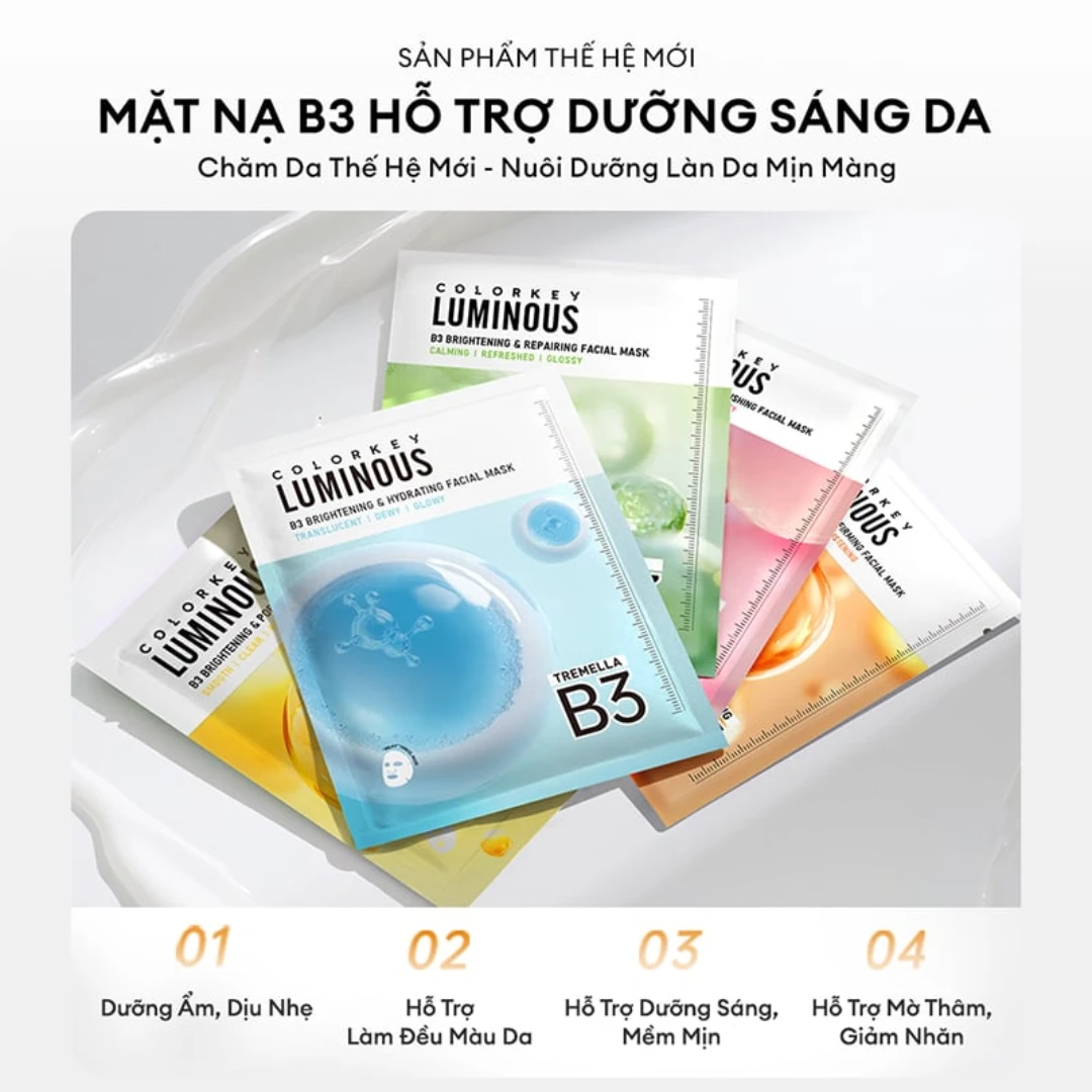 ( Hộp 10 Miếng ) Mặt Nạ Sáng Da Colorkey Luminous B3 Brightening Facial Mask 30ml 2 ( Hộp 10 Miếng ) Mặt Nạ Sáng Da Colorkey Luminous B3 Brightening Facial Mask 30ml - Ảnh 2