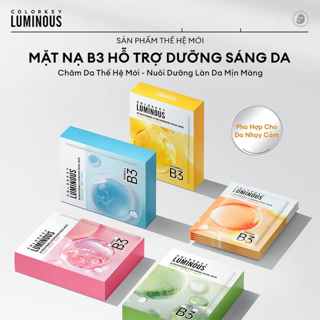 ( Hộp 10 Miếng ) Mặt Nạ Sáng Da Colorkey Luminous B3 Brightening Facial Mask 30ml 3 ( Hộp 10 Miếng ) Mặt Nạ Sáng Da Colorkey Luminous B3 Brightening Facial Mask 30ml - Ảnh 3