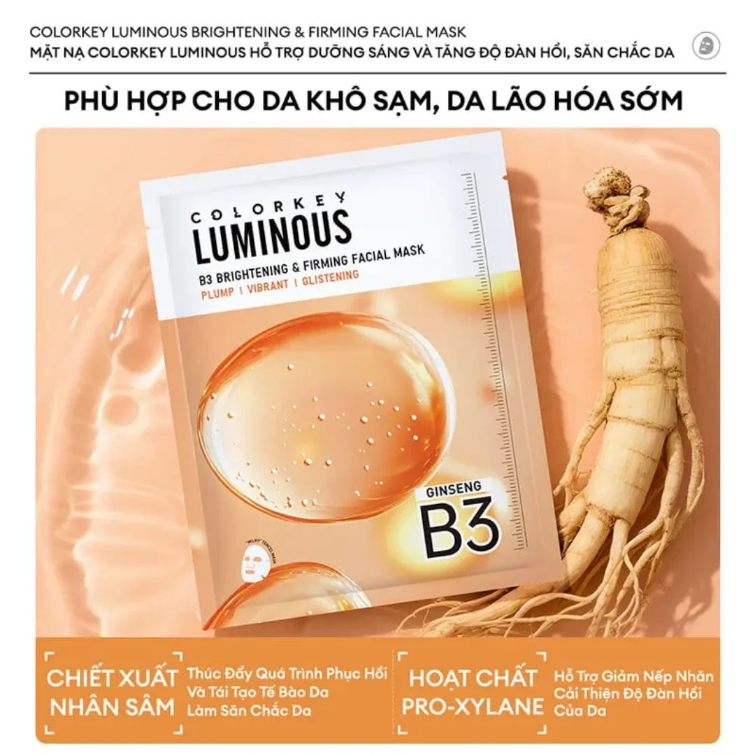 ( Hộp 10 Miếng ) Mặt Nạ Sáng Da Colorkey Luminous B3 Brightening Facial Mask 30ml 7 ( Hộp 10 Miếng ) Mặt Nạ Sáng Da Colorkey Luminous B3 Brightening Facial Mask 30ml - Ảnh 7