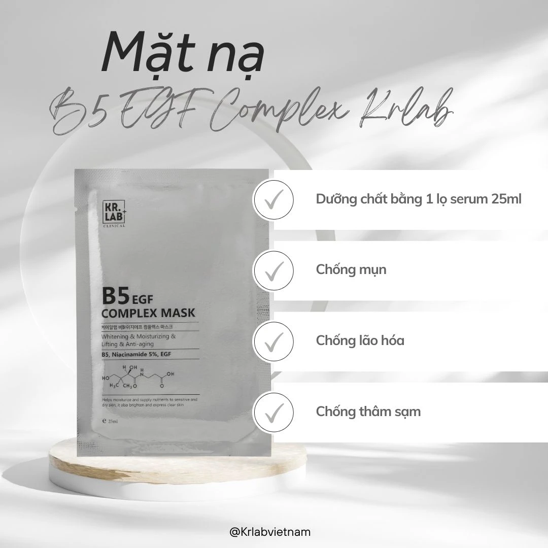 ( Set 10 Miếng ) Mặt Nạ Cấp Ẩm Phục Hồi Da B5 EGF Complex Mask Kr.Lab 2 ( Set 10 Miếng ) Mặt Nạ Cấp Ẩm Phục Hồi Da B5 EGF Complex Mask Kr.Lab - Ảnh 2