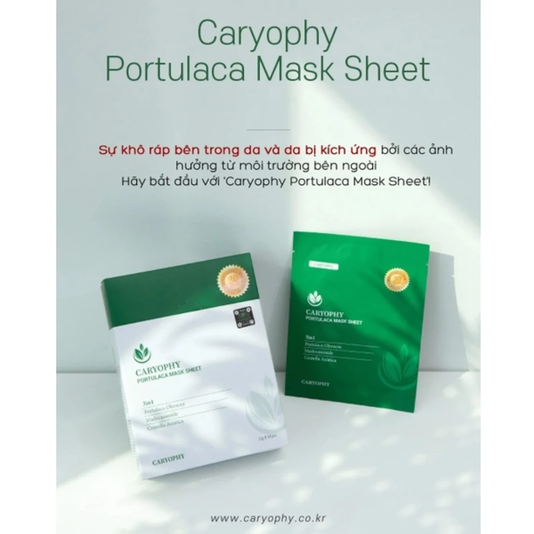 ( Hộp 10 Miếng ) Mặt Nạ Dưỡng Da Dầu Mụn Caryophy Portulaca 2 ( Hộp 10 Miếng ) Mặt Nạ Dưỡng Da Dầu Mụn Caryophy Portulaca - Ảnh 2
