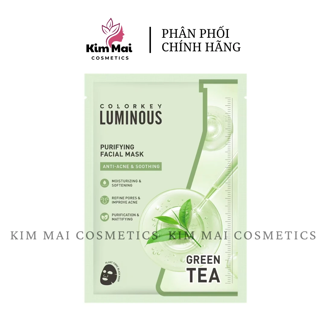 (Hộp 10 Miếng ) Mặt Nạ Colorkey Hỗ Trợ Giảm Dầu Mụn Từ Trà Xanh & BHA 25ml