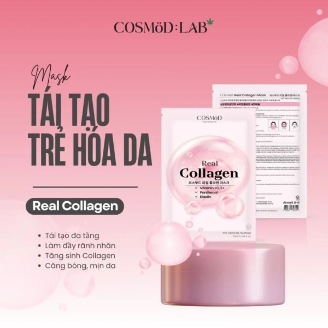 ( Hộp 10 miếng ) Mặt nạ Cosmod Lab Real Mask dưỡng sáng căng bóng da 24ml 3 ( Hộp 10 miếng ) Mặt nạ Cosmod Lab Real Mask dưỡng sáng căng bóng da 24ml - Ảnh 3