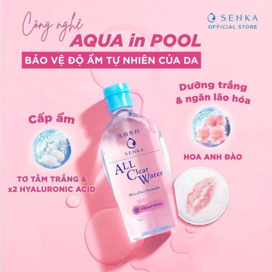 Nước tẩy trang SENKA A.L.L. CLEAR WATER Micellar Formula Bright 10 nuoc tay trang senka hong my pham kim mai 4