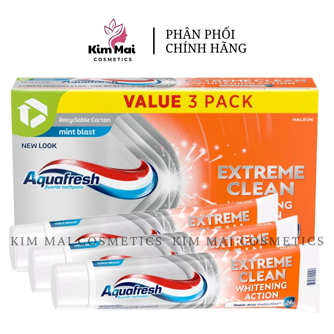 Set 3 Kem Đánh Răng Aquafresh Extreme Clean Whitening Action Toothpaste
