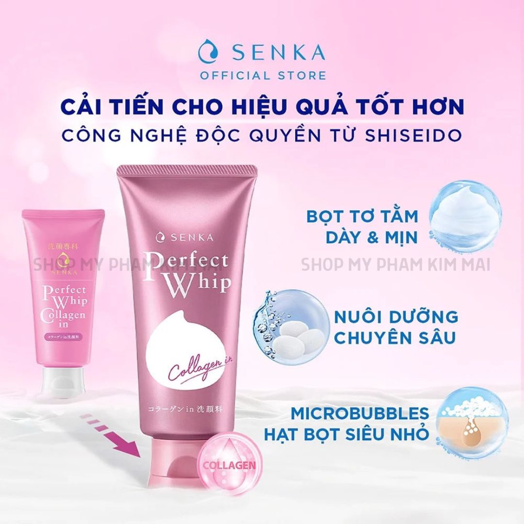 SỮA RỬA MẶT TẠO BỌT SENKA PERFECT COLLAGEN IN 120G 8 sua rua mat tao bot senka collagen my pham kim mai 2