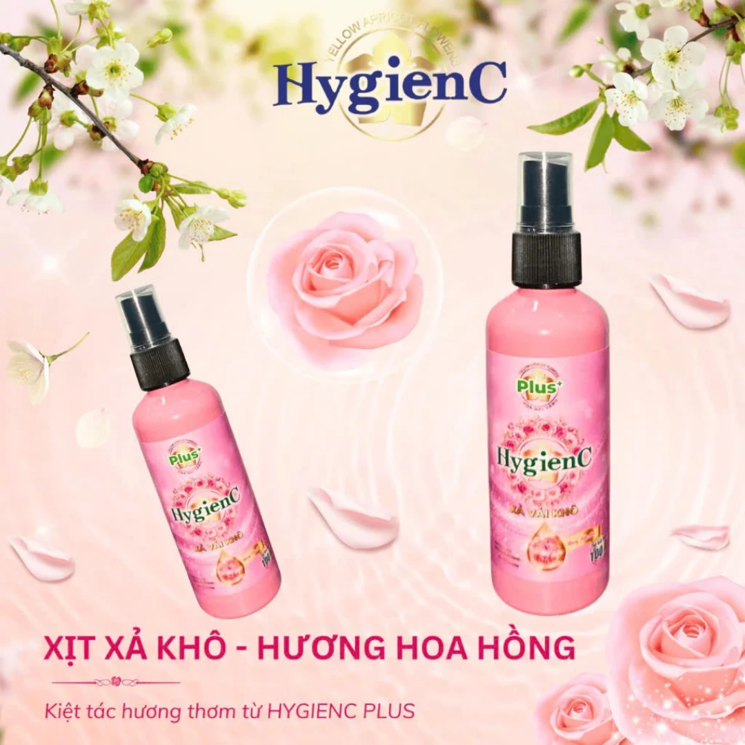 Chai Xịt Thơm Vải HygienC Plus 100ml Tiện Lợi - Hương Hoa Hồng 3 Chai Xịt Thơm Vải HygienC Plus 100ml Tiện Lợi - Hương Hoa Hồng - Ảnh 3